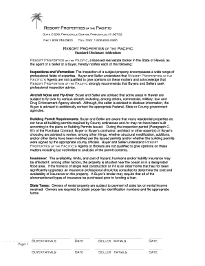 Resort Properties of the Pacific Standard Disclosure Addendum