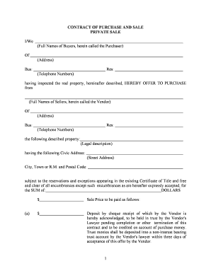 Contract of Purchase and Sale