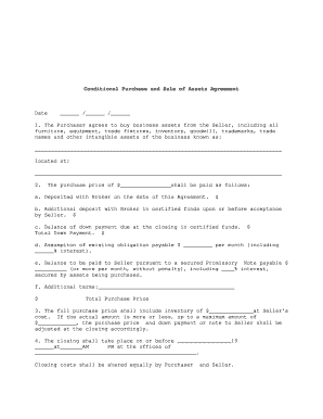 Conditional Purchase and Sale of Assets Agreement