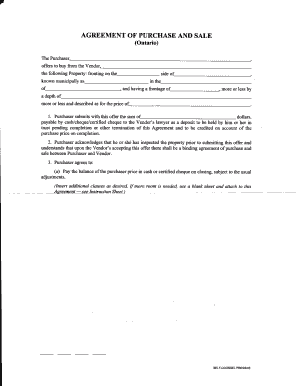 Ontario Agreement of Purchase and Sale