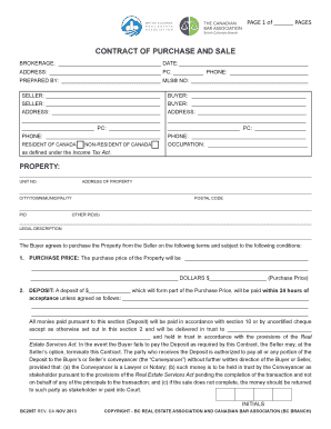 British Columbia Contract of Purchase and Sale