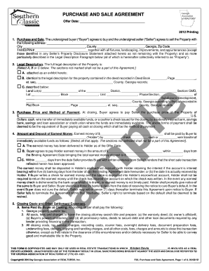 Georgia Purchase and Sale Agreement