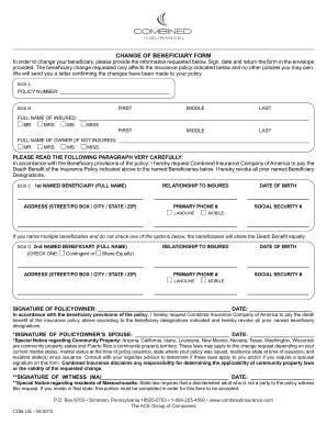 Change of Beneficiary Form