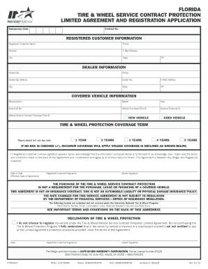 Florida Tire & Wheel Service Contract Protection Agreement
