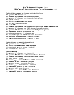 OREA Standard Forms – 2013