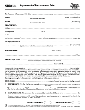 fillable online move up form 100 agreement of purchase and sale ca form 100