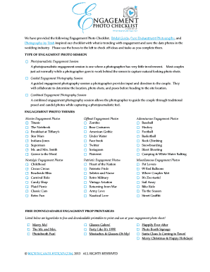 Engagement Photo Checklist