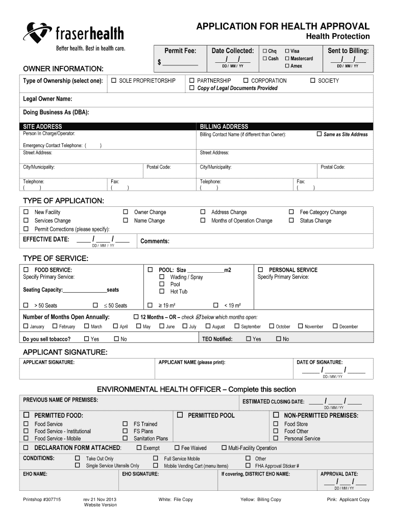 fraser health food permit Preview on Page 1