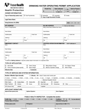 Drinking Water Operating Permit Application