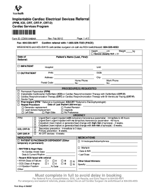 Implantable Cardiac Electrical Devices Referral Form