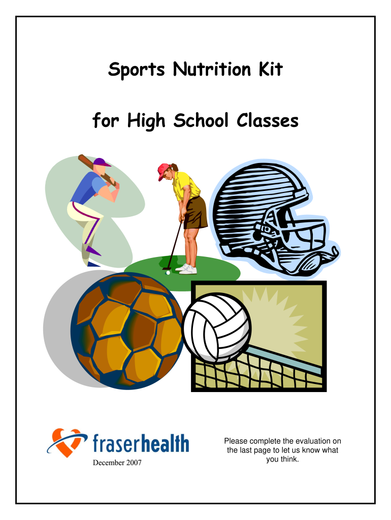 Sports Nutrition Kit for High school Classes - Fraser Health Authority Preview on Page 1.