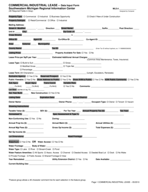 Commercial Industrial Lease Data Input Form