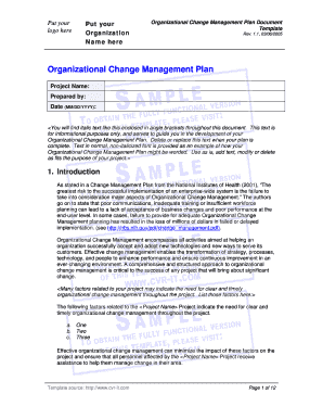 Organizational Change Management Plan Template