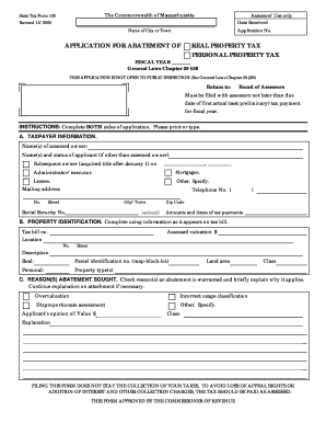 Massachusetts Real Property Tax Abatement Application