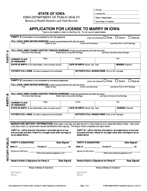 Iowa Marriage License Application