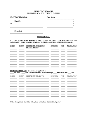 Florida Plea and Sentencing Agreement Form