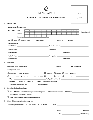 Student Internship Program Application