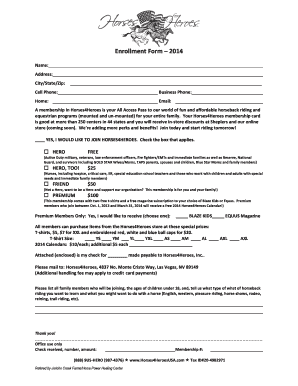 Horses4Heroes Membership Enrollment Form