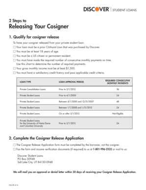 Discover Student Loan Cosigner Release Application