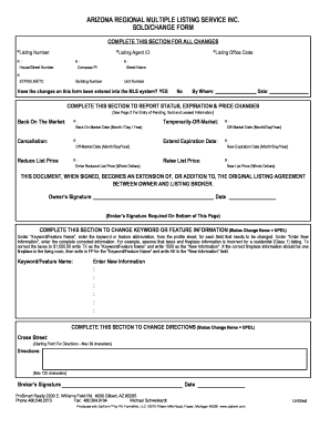 Change order form - Prosmart Realty