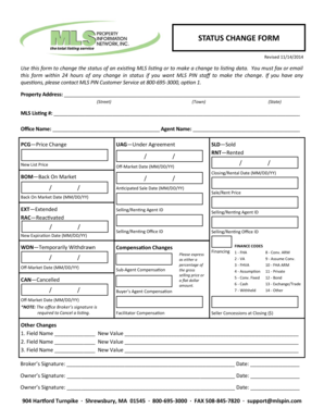 MLS Listing Status Change Form