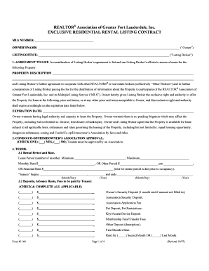 Exclusive Residential Rental Listing Contract