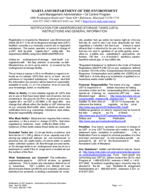 Maryland Underground Storage Tank Notification
