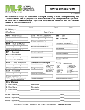 MLS Status Change Form