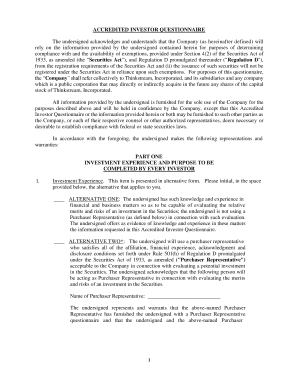 Accredited Investor Questionnaire