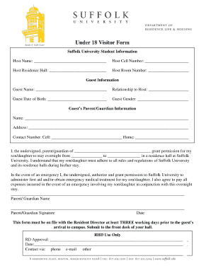 Under 18 Visitor Form