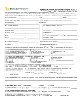 Foreign National Information Form