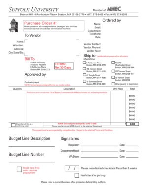 Suffolk University Purchase Order Form