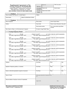 Supplemental Agreement to Pay Varying Temporary Partial Benefits