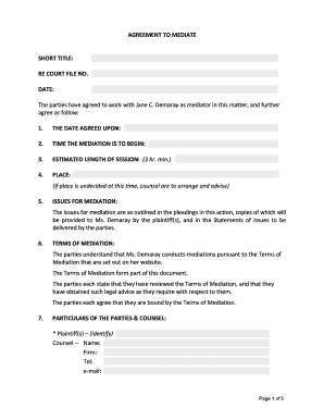 Agreement to Mediate