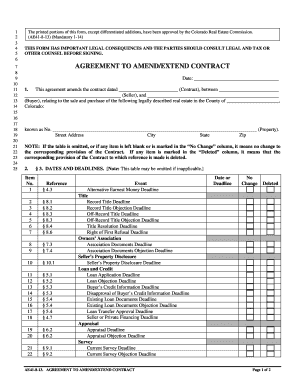 Colorado Agreement to Amend/Extend Contract