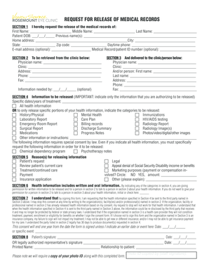 Rosemount Eye Clinic Medical Records Release Form