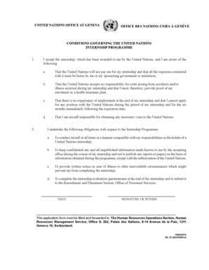 United Nations Internship Application Form