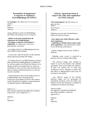 Formulaire d'engagement Library Agreement