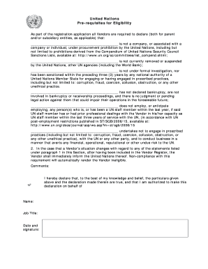 United Nations Vendor Eligibility Declaration