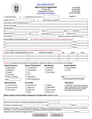 Baldwin County Sales and Use Tax Application