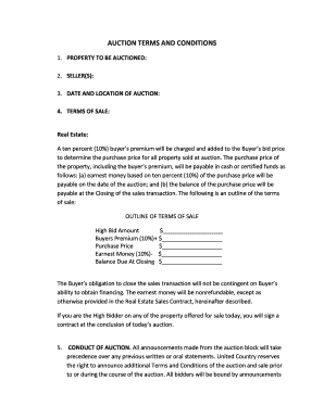 Real Estate Auction Terms and Conditions