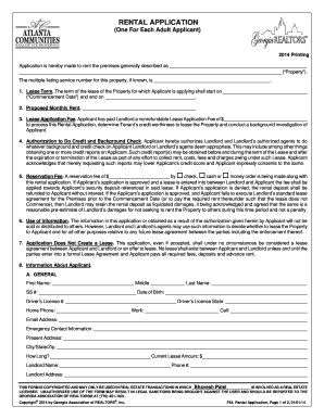 Georgia Rental Application Form