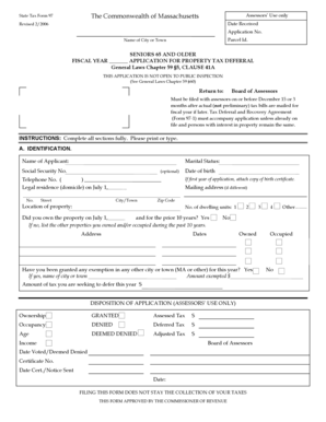 Massachusetts Property Tax Deferral Application