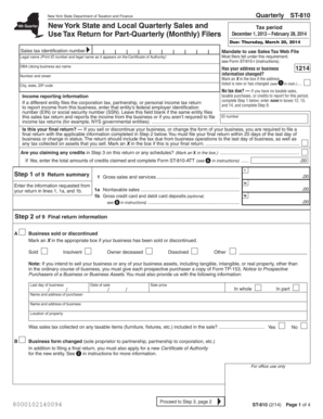 New York State Quarterly Sales Tax Return