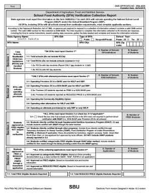 School Food Authority Verification Collection Report