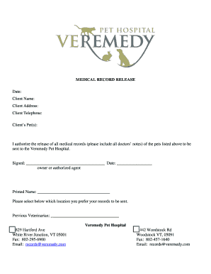 Medical Record Release Form