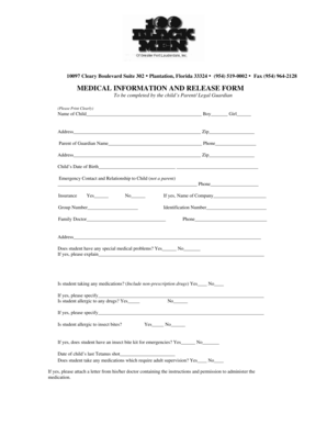 Medical Information and Release Form