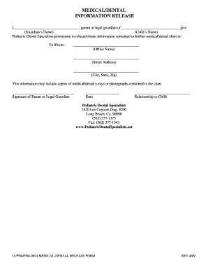printable dental medical release form edit fill out download dental release form