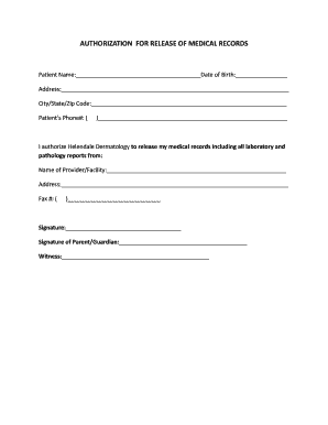 Authorization for Release of Medical Records