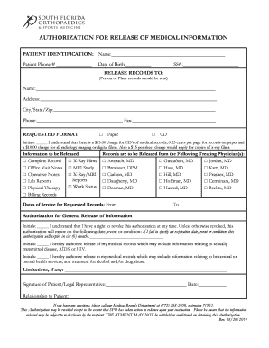 Medical Records Release Form - South Florida Orthopaedics ...